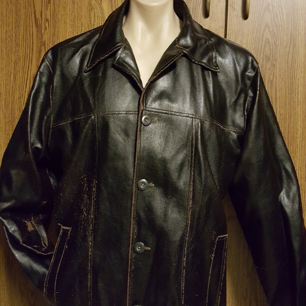 Men's dark brown medium leather like jacket Carbon
